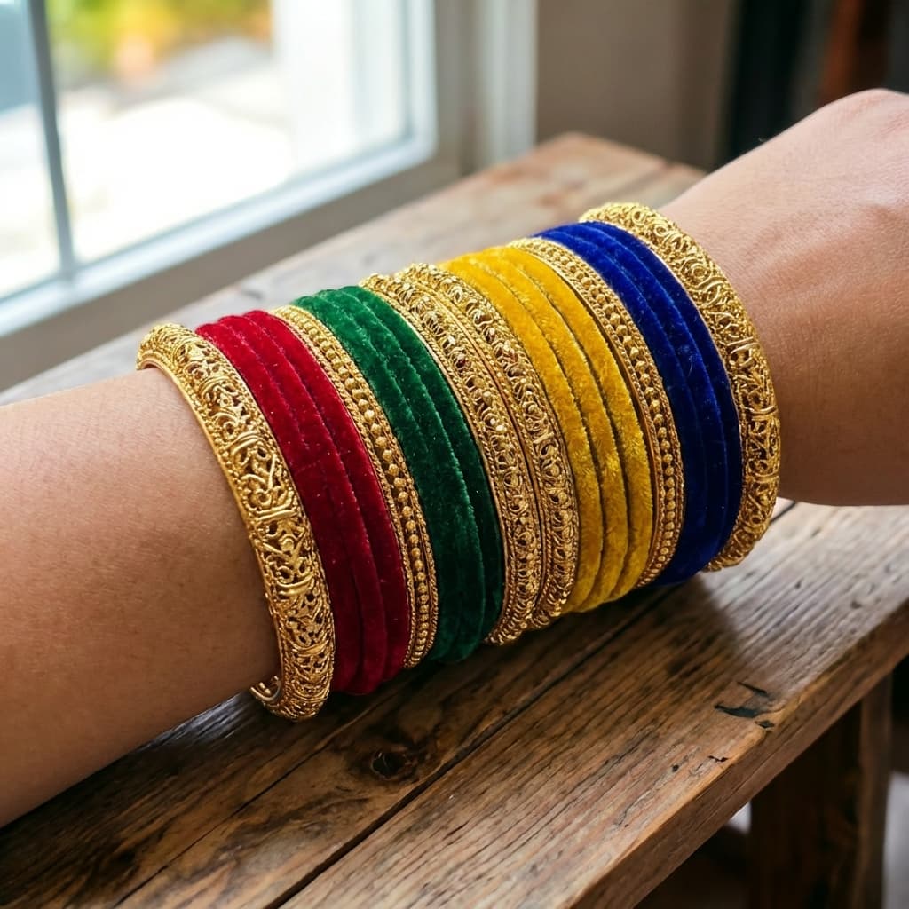 Classic Golden Glass Velvet Set