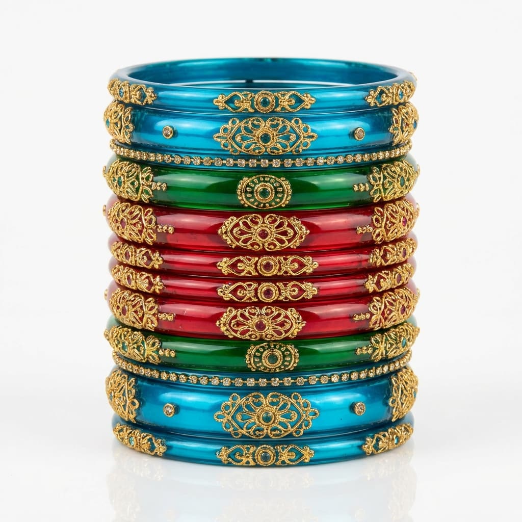 Vibrant Feroza Glass Bangle Set